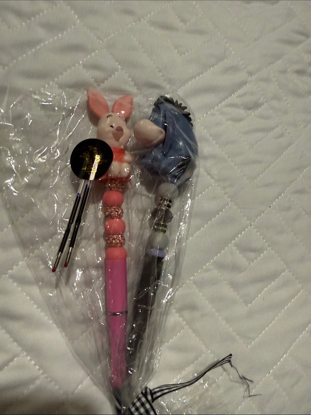 Pink Bunny Beaded Gel Pen for Kids and Stationery Lovers